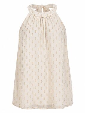 Torrid Ivory Gold Metallic Dot Sleeveless Blouse Top Size 2 (2X)